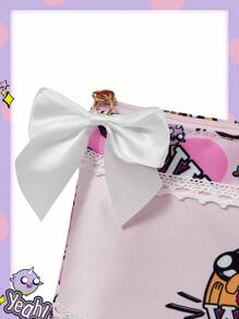 Adventure Time X ROMWE Cartoon Pattern Lace Trim Large Capacity Women's Cosmetic Bag, Portable Pouch - Multicolor - View 5