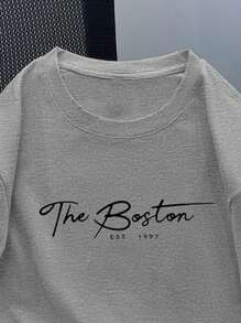 Manfinity LEGND 大码男士夏季休闲标语印花T恤