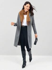 Miaspire Abrigo largo de lana gris para mujer, ropa de mujer para otoño, chaqueta de mujer, blazer de lana, ropa de abrigo para mujer, abrigo gris oscuro, ropa de oficina para mujer, ropa casual de viaje para mujer, serie gris gris - Gris - Ver 1