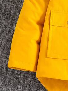 SHEIN Kids Tween Boys Casual Hooded PU Leather Tape Thick Zip-Up Parka Coat, Winter Coat Kids Coat Girls Winter Coat Girls Jacket With Hood Yellow Coat For Girls Tween Girls Coat First Day Of School, Start Of School Season  Winter Autumn Boys Boy Kids Boys Kids Boy Teen Boys Fall - Yellow - View 4