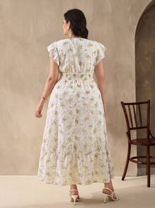 SHEIN Clasi Vestido floral bordado elegante de talla grande para mujer, vestido de verano de talla grande, vestido floral de talla grande para mujer, vestido smocked, vestidos florales para mujer, vestido floral para mujer para cita nocturna, vestido de invitada de boda, vestidos para invitada de boda - Multicolor - Ver 2