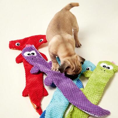 PETSIN Đồ chơi nhồi bông hình thằn lằn ngô cho chó có tích hợp âm thanh sủa BB, trò chơi cắn chó tương tác