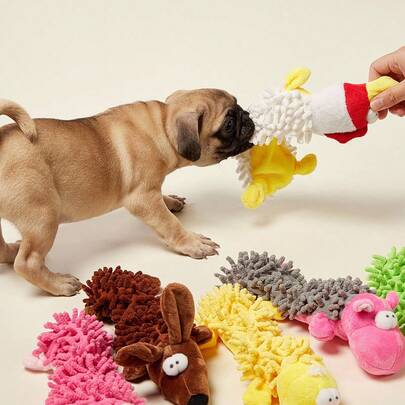 PETSIN 可爱动物造型毛绒狗玩具，内含发声纸，可与狗狗互动玩耍