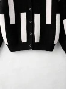 SHEIN Explorewe Boys Black & White Cardigan, Simple Street Casual, Suitable For Travel, Gatherings, Back To School, Spring, Summer And Autumn - Black and White - View 6