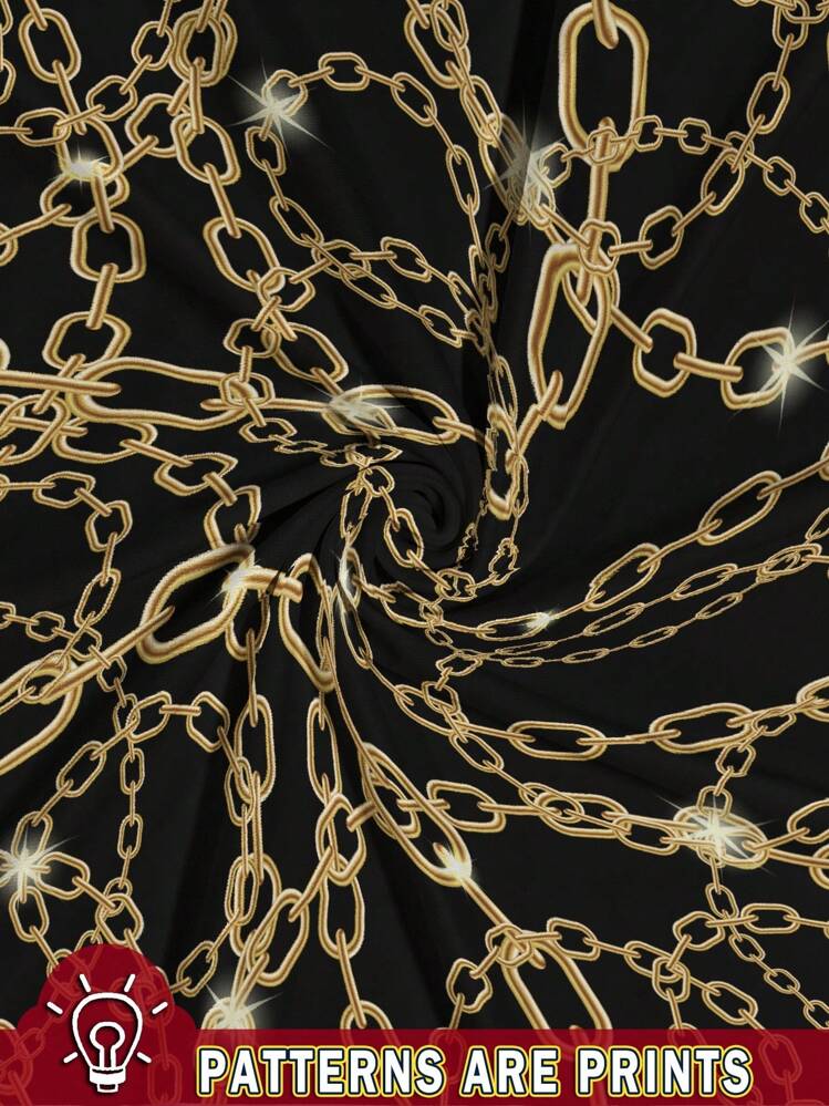 Shutterstock Glamance Jaqueta feminina com estampa de corrente da moda, roupas femininas adequadas para o outono, roupas de trabalho para a volta às aulas - Preto - Ver 6