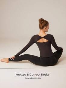 GLOWMODE Modal Knotted Back Long Sleeve Tee - Chocolate Brown - View 4