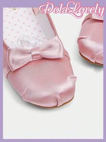 Dola Lovely 女士粉色可爱圆头平底鞋，带蕾丝蝴蝶结，低帮洛丽塔风格，浪漫礼物，适合派对、圣诞节、万圣节等场合 - 藕粉色 - 查看 3