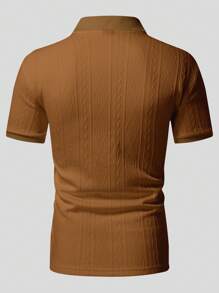 Manfinity Homme Manfinity Men's Textured Polo Shirt - Coffee Brown - View 4