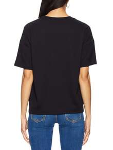 Champion 女式日常休闲圆领落肩短袖T恤 - 黑色 - 查看 2