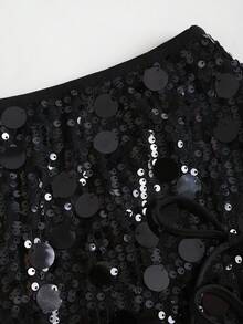 Sweetra Zweifarbiger Damen Rock mit eleganter Paillettenverzierung