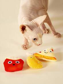 PETSIN 创意食物造型毛绒猫玩具，内含发声纸，可与猫咪互动玩耍