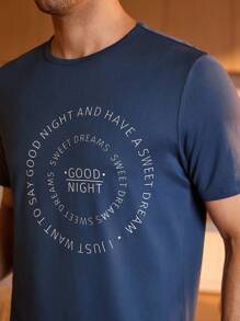 Manfinity Underwear&Sleepwear Basics Men Slogan Graphic Tee & Shorts PJ Set / Pajama Set - Multicolor - View 5