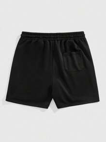 ROMWE MEN Street Life Shorts casuales de verano para hombre con bordado de letras con pedrería brillante