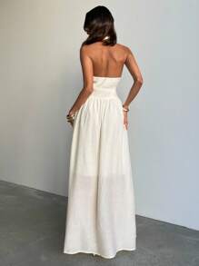 Aloruh 女士浪漫约会优雅度假扭绳纹理褶皱布纯白色A字腰亚麻长裙，女士约会连衣裙，女士夜间外出连衣裙，女士夏季连衣裙，女士蜜月装。女士婚礼宾客连衣裙。海岛度假装。，女士夏季连衣裙，女士婚礼宾客连衣裙，女士太阳裙，优雅派对连衣裙，女士生日连衣裙，女士性感俱乐部服装，女士波西米亚风服装，秋季婚礼宾客连衣裙