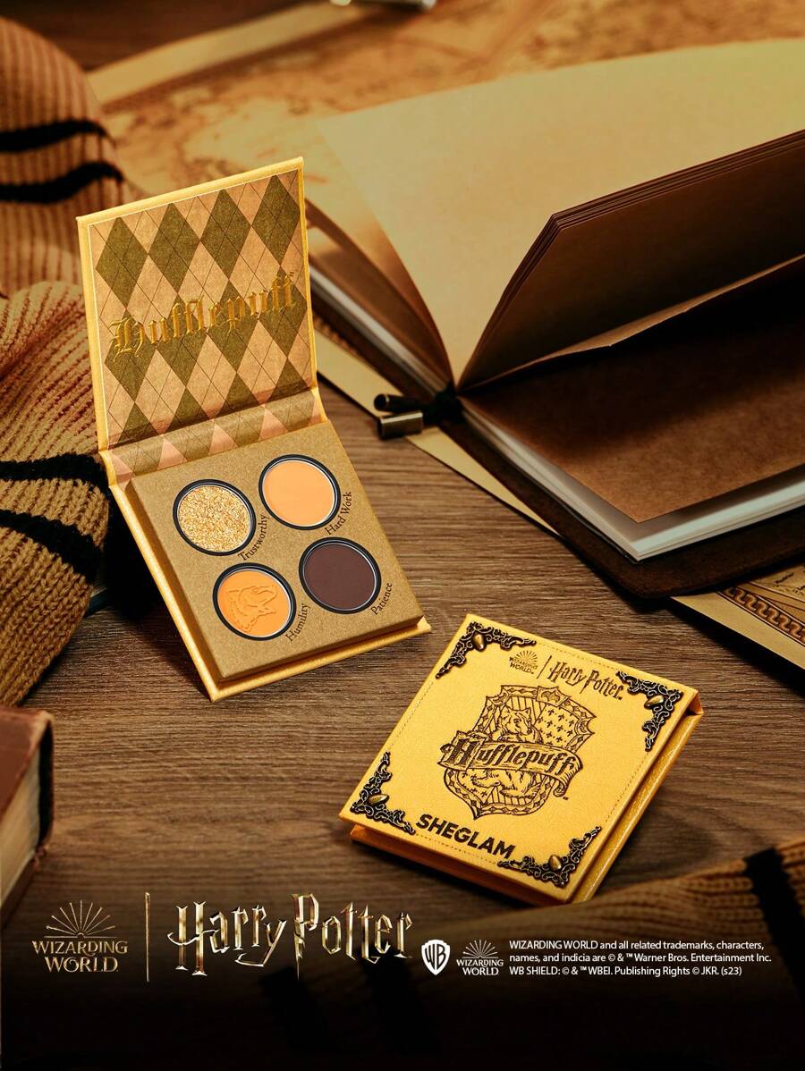 Harry Potter™ X SHEGLAM 哈利波特™ 赫夫帕夫™ 房子調色盤 4 色閃光霧面眼影盤黃色均勻著色光滑可混合眼影眼影 品牌 美容 化妝 化妝品 適合女性與女孩 完美搭配夏季春季 Y2K 時尚 流行 生日 母親節禮物 假期 派對準備就緒 最佳顏色 - Hufflepuff - 查看 1