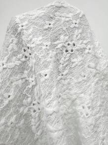 Elenzga 全新甜辣风格白色法式蝴蝶结吊带上衣，弹力提花面料，修身短款吊带背心 - 白色 - 查看 7