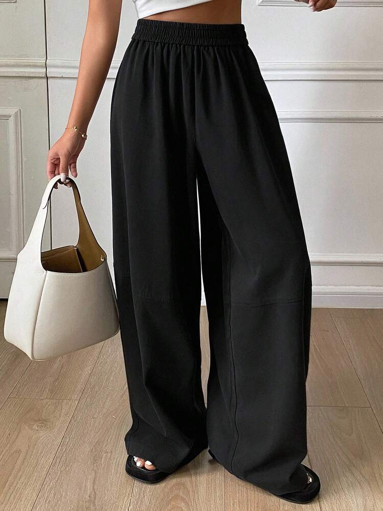 Women's Loose Solid Color Harem Pants With Elastic Waist, Casual Street Style, Autumn,Teacher Pants