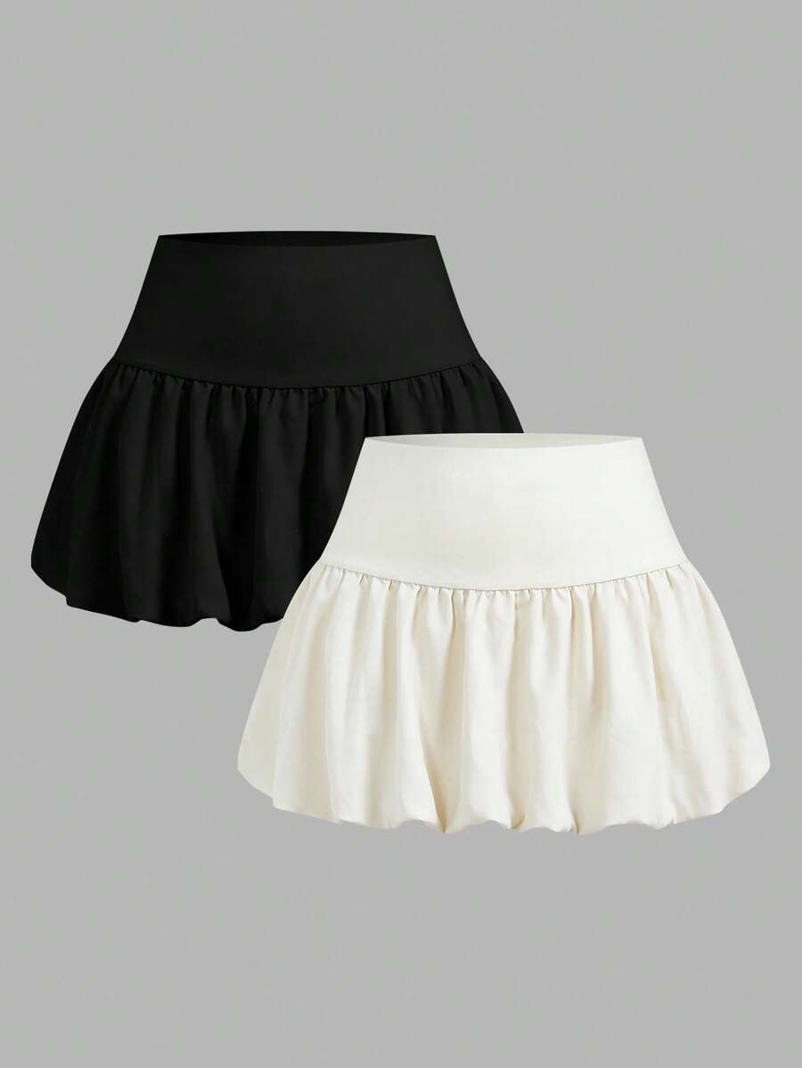 SHEIN EZwear 2件套纯色休闲百搭半身裙 - 彩色 - 查看 1