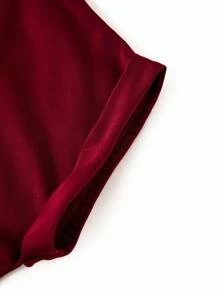 Ellevyn Elegancki damski bordowy satynowy kombinezon z okrągłym dekoltem i wiązaniem w talii, szerokimi nogawkami, uniwersalny na okazje, jesienne ubrania damskie, stroje wakacyjne