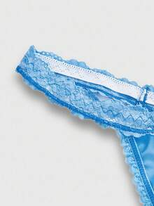 ROMWE J-Fashion Y2K 性感蕾丝拼接女式丁字裤 - 淺藍色 - 查看 4