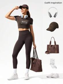 GLOWMODE 31" FeatherFit™ Sky High Ultra High-Waist Side Pockets Leggings Low-Impact Yoga Pilates Studio Daily Casual Wear - Chocolate Brown - View 6