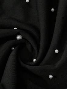 PAVTROS 年轻男士街头风格运动裤，宽松阔腿针织慢跑裤，破洞设计，现代时尚珍珠与经典格纹设计，奢华街头服饰，独特，松紧腰带和口袋，适合街头、休闲装、节日礼物 珍珠运动裤 珍珠裤 男士黑色珍珠运动裤 男士珍珠裤 串珠运动裤 - 黑色 - 查看 4