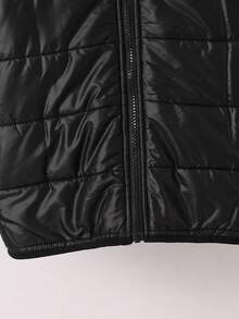 SHEIN Tween Boy 黑色羊毛连帽拉链加厚棉服，休闲百搭百搭柔软舒适，适合冬季户外玩雪