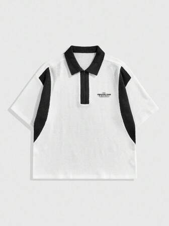 Prep Men's Casual Contrast Color Patchwork Short Sleeve T-Shirt