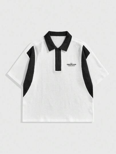 Prep Men's Casual Contrast Color Patchwork Short Sleeve T-Shirt