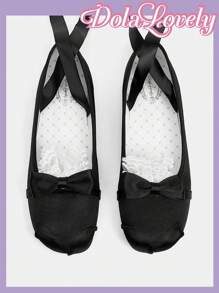 Dola Lovely 女士时尚黑色洛丽塔风格可爱平底鞋 - 黑色 - 查看 5