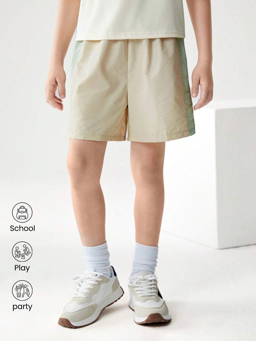 JNSQ Unisex Outdoor Profisport Shorts, Kinder Elastischer Bund Farbblock Loose Outdoor Sport Shorts - Weiss - Übersicht 1