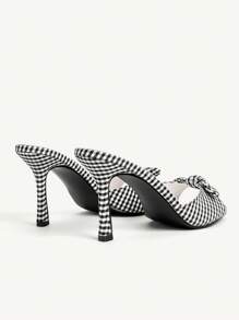 CUCCOO CHICEST Giày cao gót hở mũi thanh lịch màu đen và trắng trang trí nơ cho phụ nữ mùa hè, dễ thương và quyến rũ - Đen và trắng - Xem 7