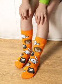 HARRY POTTER X SHEIN 5 双卡通图案棉质柔软透气吸湿排汗儿童中筒袜彩色可爱卡通图案中筒袜加固脚趾和脚跟，经久耐用，男女通用，适合所有季节，百搭，适合学校和户外 - 彩色 - 查看 7