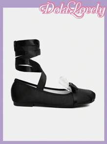 Dola Lovely 女士时尚黑色洛丽塔风格可爱平底鞋 - 黑色 - 查看 2
