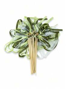 10/20/30 件丝带魔杖，配三重蕾丝丝带和金铃铛派对魔杖，派对礼品彩带丝带棒魔法仙女棒，用于婚礼装饰（绿色）