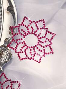 Miếng dán khiêu vũ gợi cảm đính đá lấp lánh màu hồng quyến rũ, quyến rũ, gợi cảm, dành cho phụ nữ, phụ kiện trang phục thân mật dành cho lễ hội âm nhạc và tiệc tùng Rave - Màu Hồng Tươi - Xem 3