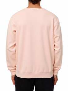 Champion Men's Solid Color Round Neck Loose Casual Long Sleeve Pullover Sweatshirt - Pink - View 2