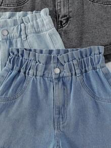 Sparklyn 少女三件套牛仔短裤：3条不同颜色的宽松腰部牛仔短裤，时尚百搭的夏季水洗牛仔短裤 - 彩色 - 查看 4