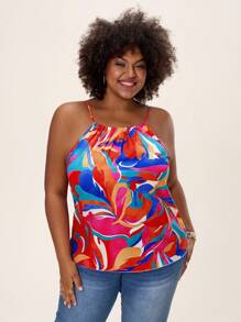 Comfylo Plus Size Women Full Print Loose Fit Camisole Top Summer Boho Old Money - Multicolor - View 3