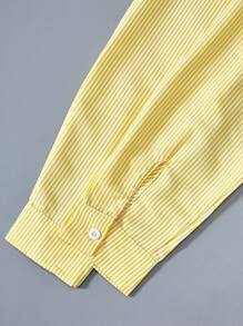 Teen Girls' Casual Striped Long Sleeve Long Shirt Yellow Striped Shirt Girls Girls Yellow Striped Shirt Striped Shirt Kids