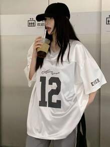 DAZY 女士缎面丝滑 V 领宽松插肩袖 T 恤 - 銀色 - 查看 6