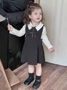 DAZY Baby Girl Elegant & Versatile Solid Color Sleeveless Dress Fall,Winter Toddler Girls Clothes - Black - View 4