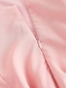 SHEIN MOD 大码粉色吊带连衣裙，后背蝴蝶结装饰，正式场合礼服，女士白色露背蝴蝶结长裙，夏季粉色连衣裙，毕业礼服，女士早午餐飘逸连衣裙，束身连衣裙 - 粉色 - 查看 3