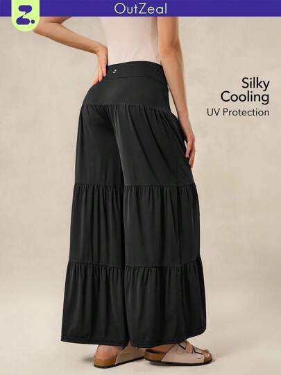 OutZeal Pantalones deportivos de pierna ancha con protección UV, de tacto fresco y suave seda, para mujer, ideales para el otoño, vacaciones y uso diario casual