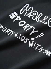 JNSQ 青少年男孩户外休闲运动宽松T恤，儿童圆领趣味字母图形印花户外休闲运动宽松T恤