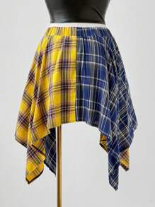 Sunspun 夏季短裤-休闲格子朋克格子