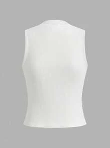 SHEIN LUNE Bộ 3 áo hai dây cổ tròn dệt kim không đường may dành cho nữ, màu đen, trắng, màu mơ, thích hợp cho mùa tựu trường hoặc mặc thường ngày. - Nhiều màu - Xem 8