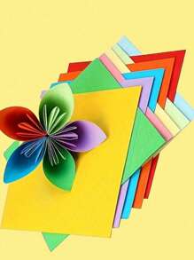 SHEIN 优质方形折纸，专为千纸鹤折叠而设计，在厚实的硬质卡片纸上呈现鲜艳的彩色色调，高品质耐用，非常适合 DIY 工艺项目，艺术用品