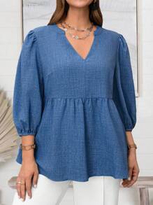 EMERY ROSE Plus Size Vacation Casual Shirt, Minimalist And Fashionable For Everyday Wear,Spring/Summer