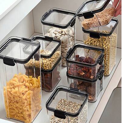 SHEIN 透明塑料食品储存盒，带密封盖 - 厨房食品储藏收纳盒，可冷冻，不建议用于洗碗机/微波炉